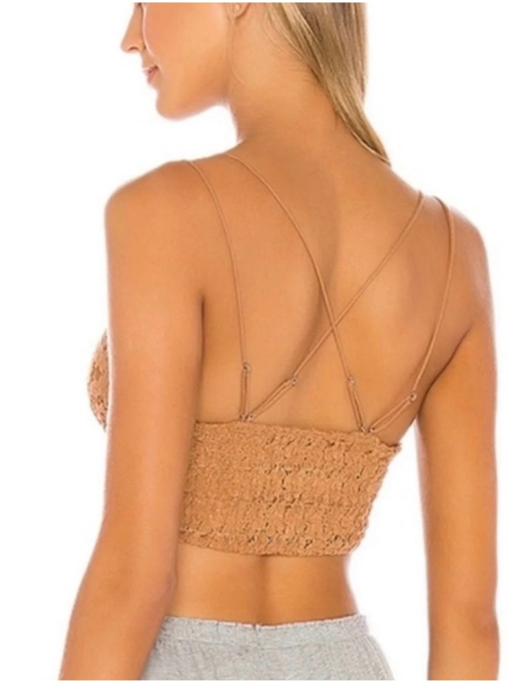 Free People Crochet Lace Bralette Top in Mustard 15-20ptp M 🍄🟫🌿🌵 - Picture 7 of 11